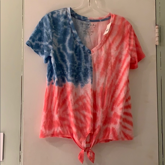 Fifth Sun Tops - CLEARANCE NWT American Flag Tie Dye Cropped V-neck